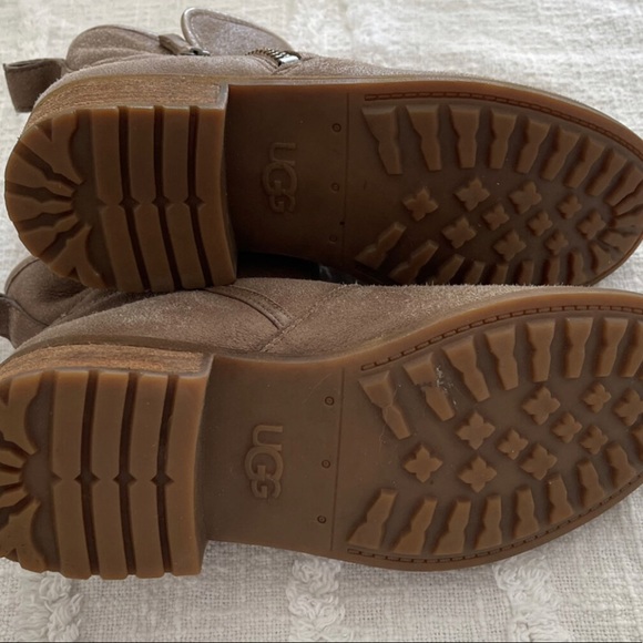 UGG Lavelle Boot Ankle Booties, Side Zippers, Leather and Sheepskin, Heel - Picture 8 of 10